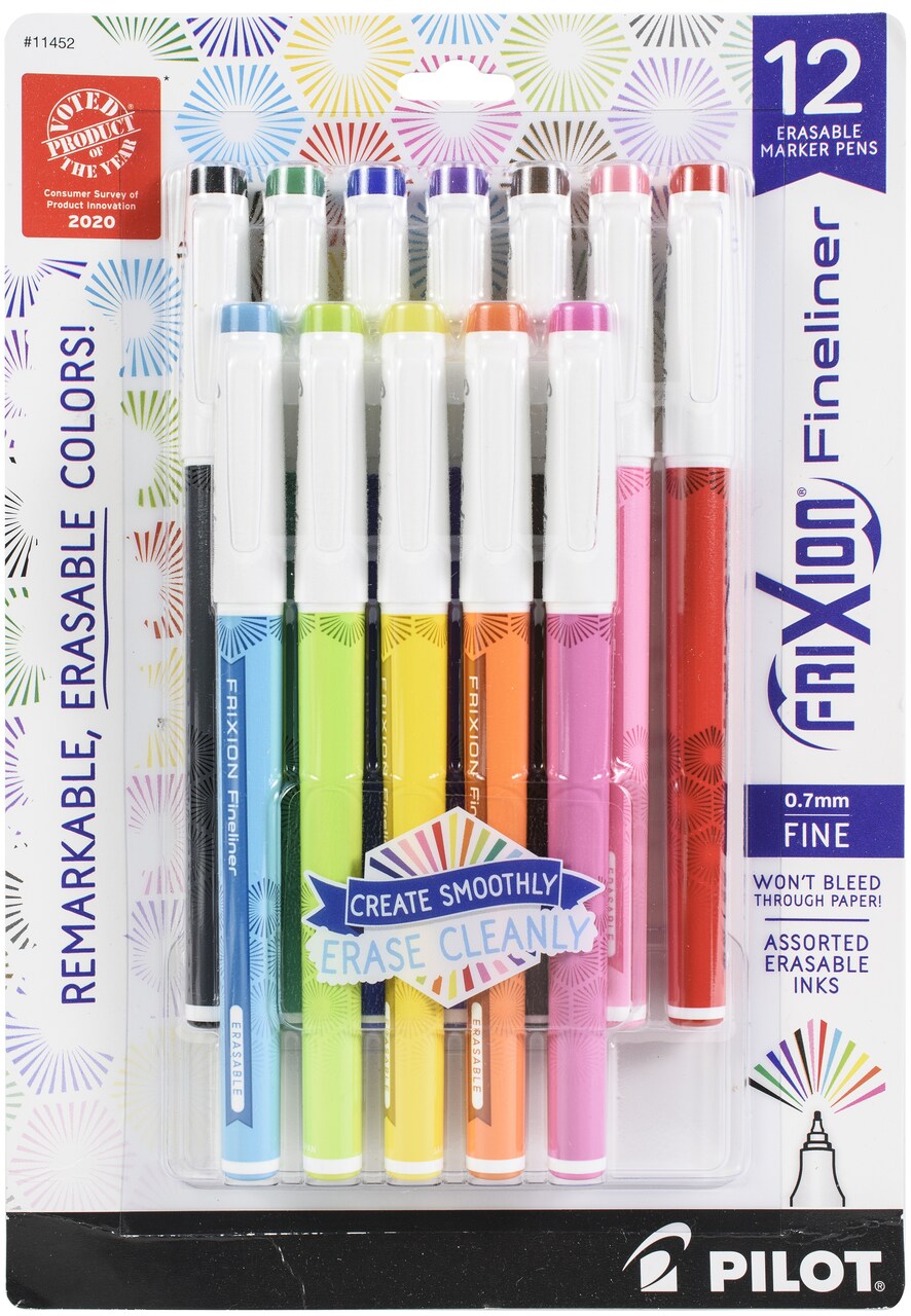 Pilot FriXion Fineliner Fine Pt. Erasable Marker Pens 12/Pkg-Assorted